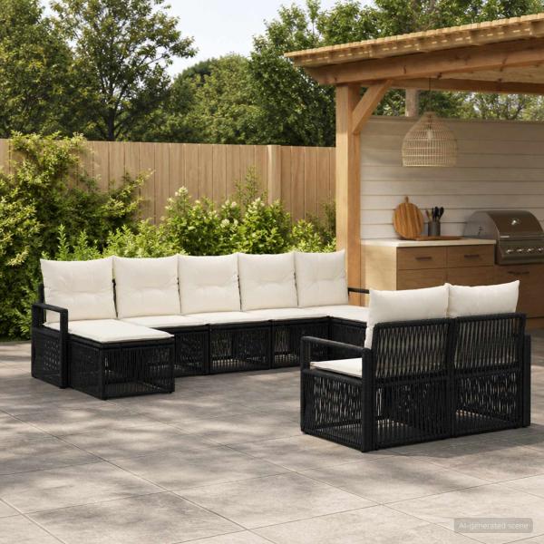 ARDEBO.de - Gartensofa-set 9 stk. Schwarz Poly-Rattan