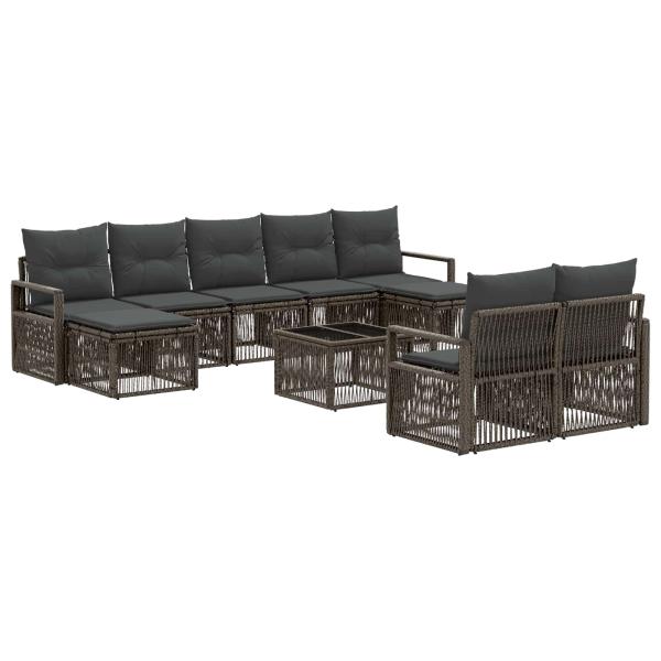 Gartensofa-set 10 stk. Grau Poly-Rattan
