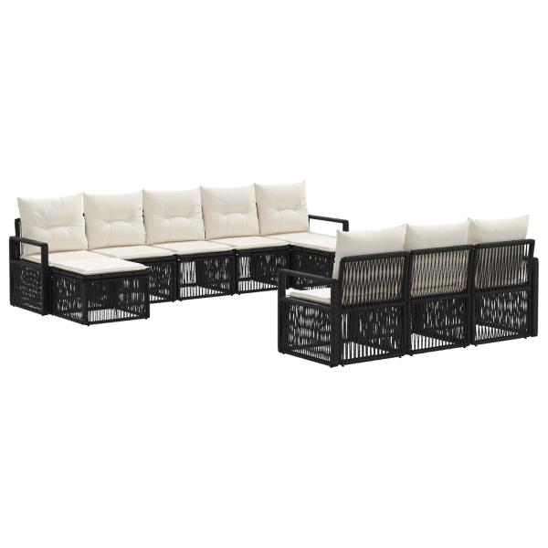 Gartensofa-set 10 stk. Schwarz Poly-Rattan