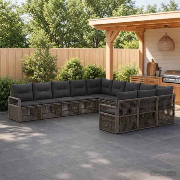 ARDEBO.de - Gartensofa-set 11 Stk. Grau Poly-Rattan
