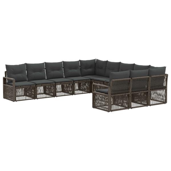 Gartensofa-set 11 Stk. Grau Poly-Rattan