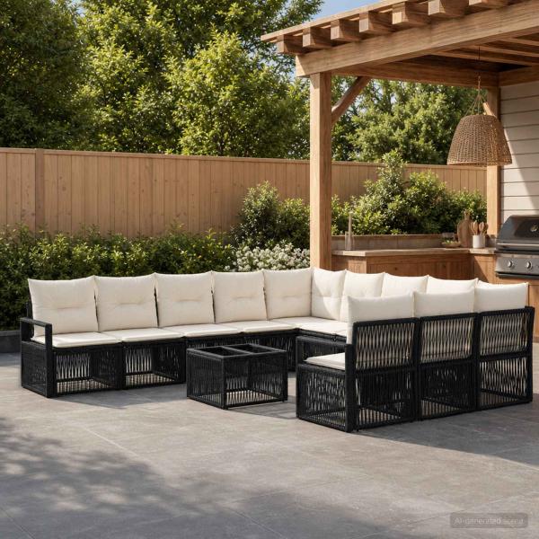ARDEBO.de - Gartensofa-set 12 Stk. Schwarz Poly-Rattan