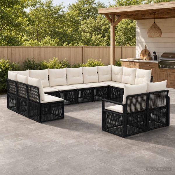 ARDEBO.de - Gartensofa-set 12 Stk. Schwarz Poly-Rattan