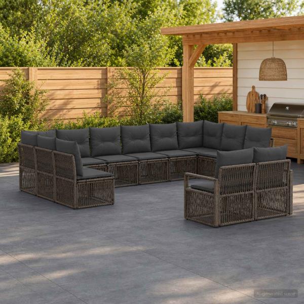 ARDEBO.de - Gartensofa-set 12 stk. Grau Poly-Rattan