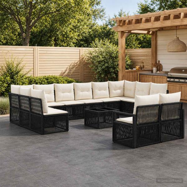 ARDEBO.de - Gartensofa-set 13 stk. Schwarz Poly-Rattan