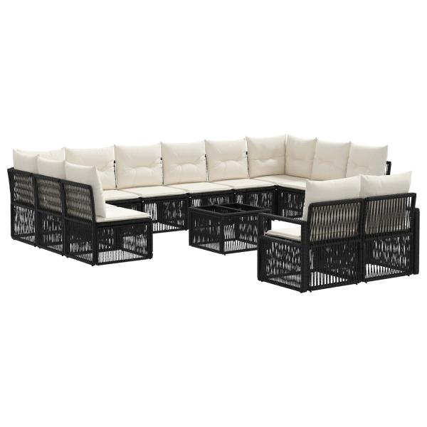 Gartensofa-set 13 stk. Schwarz Poly-Rattan