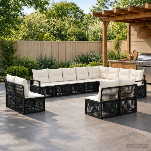 ARDEBO.de - Gartensofa-set 12 Stk. Schwarz Poly-Rattan
