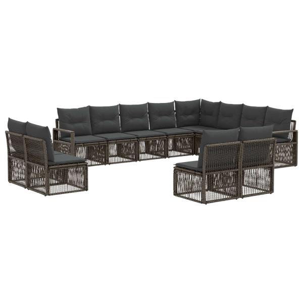 Gartensofa-set 12 stk. Grau Poly-Rattan