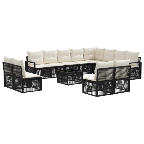 Gartensofa-set 13 Stk. Schwarz Poly-Rattan