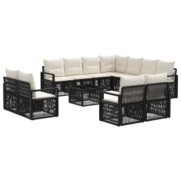 Gartensofa-set 12 Stk. Schwarz Poly-Rattan