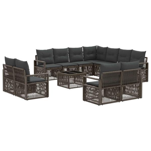 Gartensofa-set 12 stk. Grau Poly-Rattan