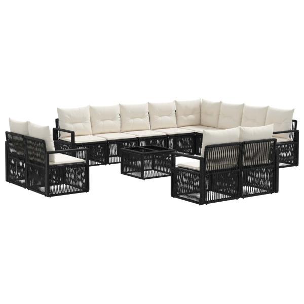 Gartensofa-set 13 Stk. Schwarz Poly-Rattan