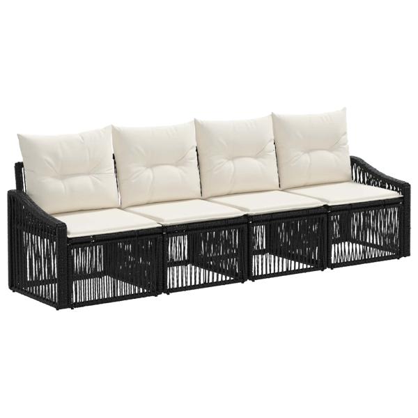 Gartensofa-set 4 stk. Schwarz Poly-Rattan