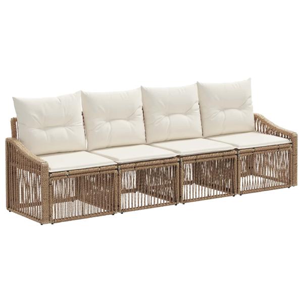 Gartensofa-set 4 stk. Beige Poly-Rattan
