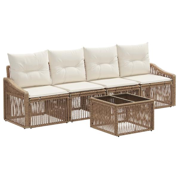 Gartensofa-set 5 Stk. Beige Poly-Rattan