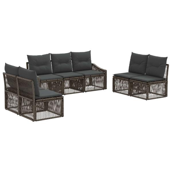 Gartensofa-set 7 stk. Grau Poly-Rattan