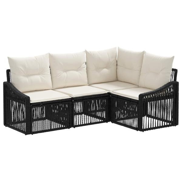 Gartensofa-set 4 stk. Schwarz Poly-Rattan