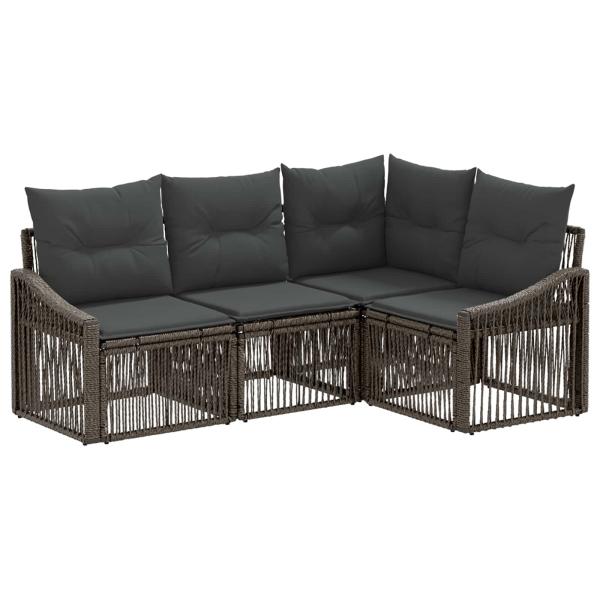 Gartensofa-set 4 Stk. Grau Poly-Rattan