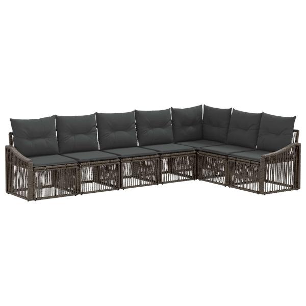 Gartensofa-set 7 stk. Grau Poly-Rattan