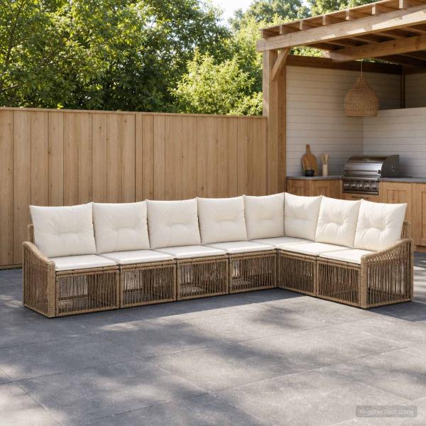ARDEBO.de - Gartensofa-set 7 stk. Beige Poly-Rattan