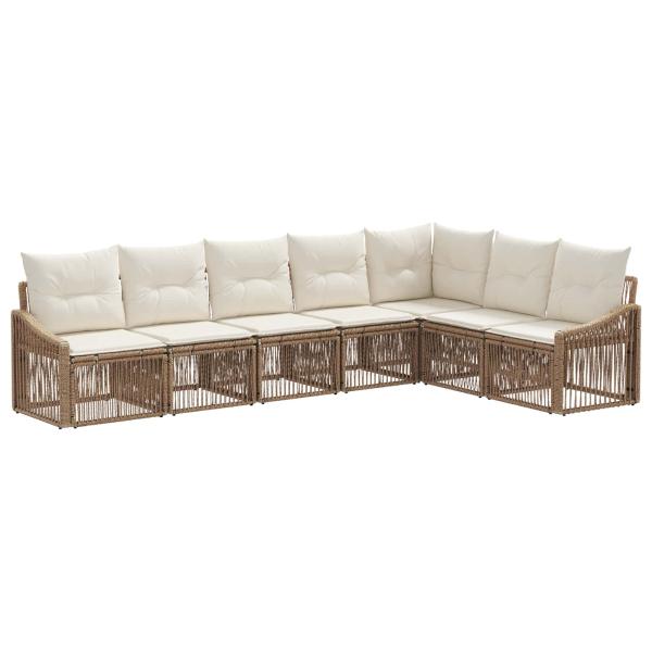 Gartensofa-set 7 stk. Beige Poly-Rattan