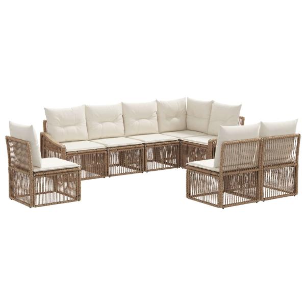 Gartensofa-set 8 Stk. Beige Poly-Rattan