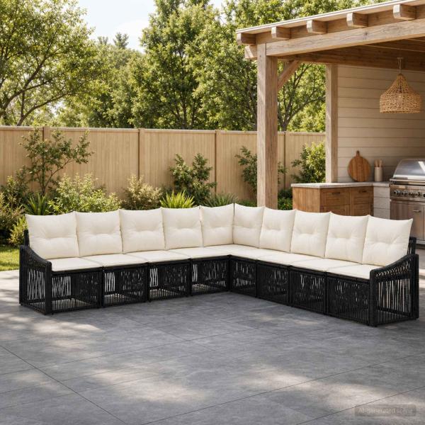 ARDEBO.de - Gartensofa-set 9 stk. Schwarz Poly-Rattan