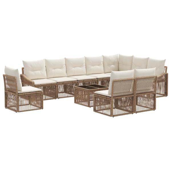 Gartensofa-set 11 Stk. Beige Poly-Rattan