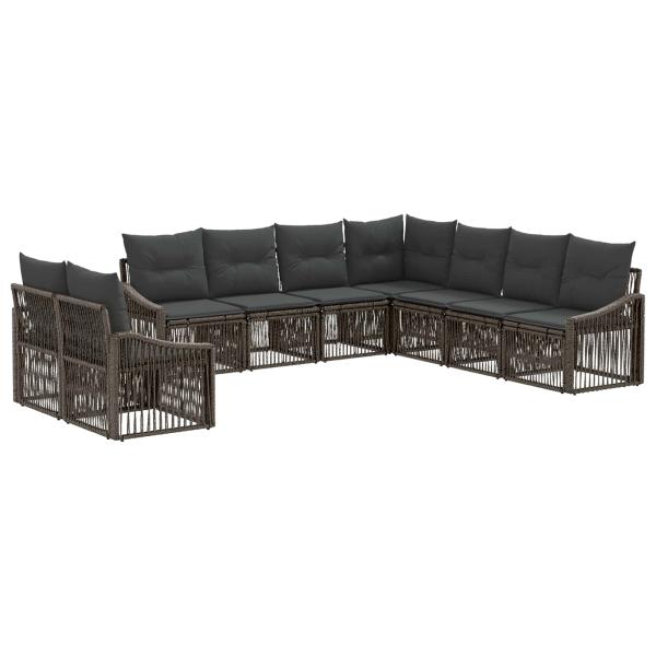 Gartensofa-set 9 stk. Grau Poly-Rattan