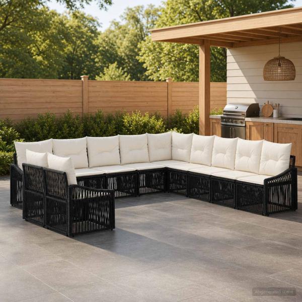 ARDEBO.de - Gartensofa-set 11 stk. Schwarz Poly-Rattan