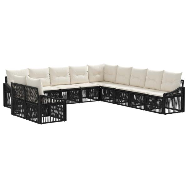 Gartensofa-set 11 stk. Schwarz Poly-Rattan