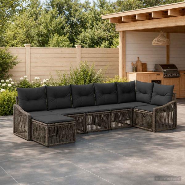 ARDEBO.de - Gartensofa-set 7 stk. Grau Poly-Rattan