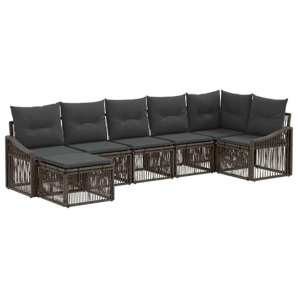 Gartensofa-set 7 stk. Grau Poly-Rattan