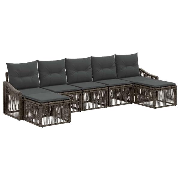 Gartensofa-set 7 stk. Grau Poly-Rattan