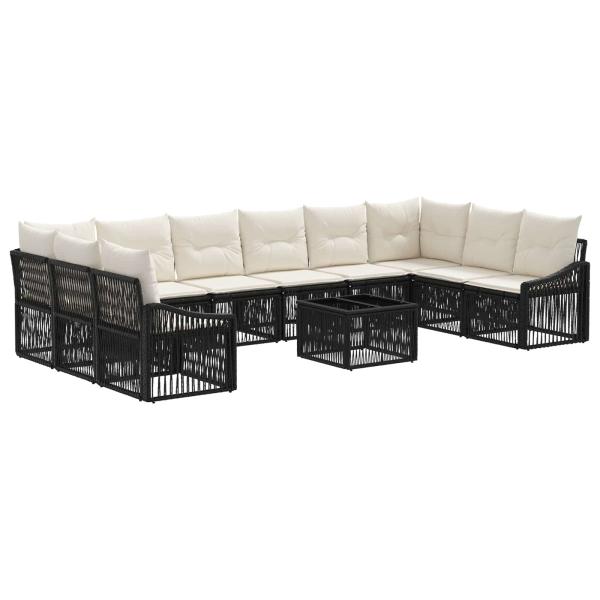 Gartensofa-set 11 stk. Schwarz Poly-Rattan