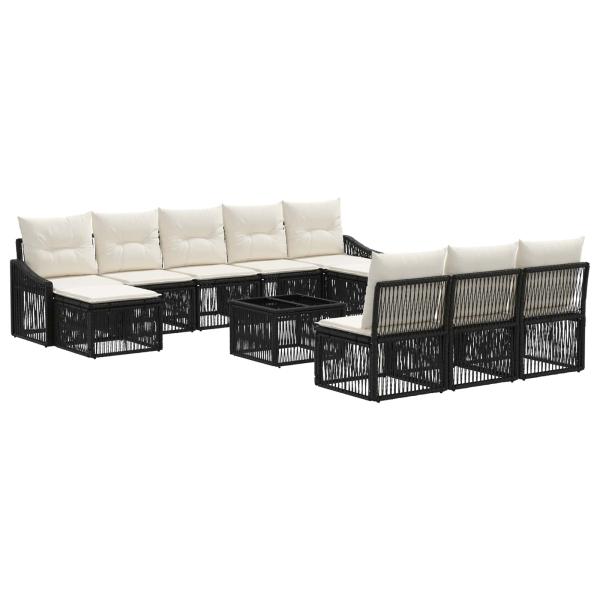 Gartensofa-set 11 stk. Schwarz Poly-Rattan