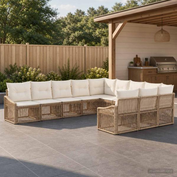 ARDEBO.de - Gartensofa-set 11 stk. Beige Poly-Rattan
