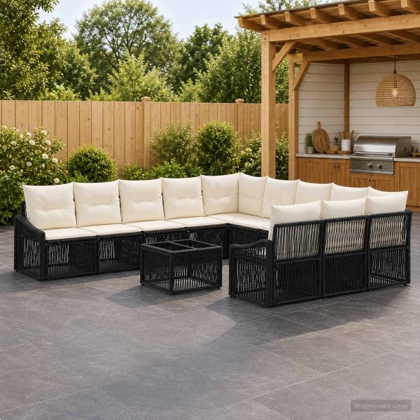 ARDEBO.de - Gartensofa-set 12 stk. Schwarz Poly-Rattan