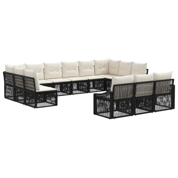 Gartensofa-set 13 Stk. Schwarz Poly-Rattan