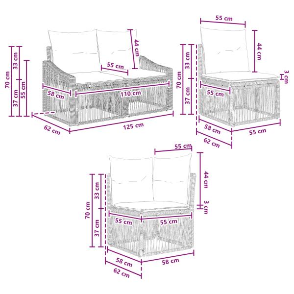Gartensofa-set 13 Stk. Schwarz Poly-Rattan