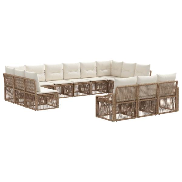 Gartensofa-set 13 stk. Beige Poly-Rattan
