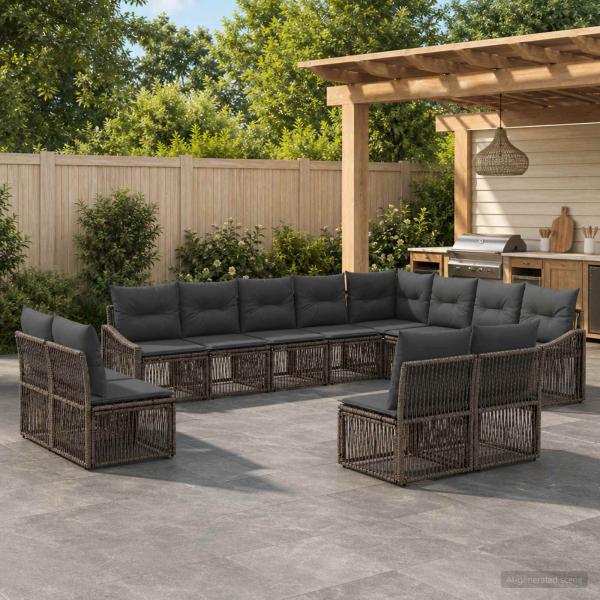 ARDEBO.de - Gartensofa-set 12 stk. Grau Poly-Rattan