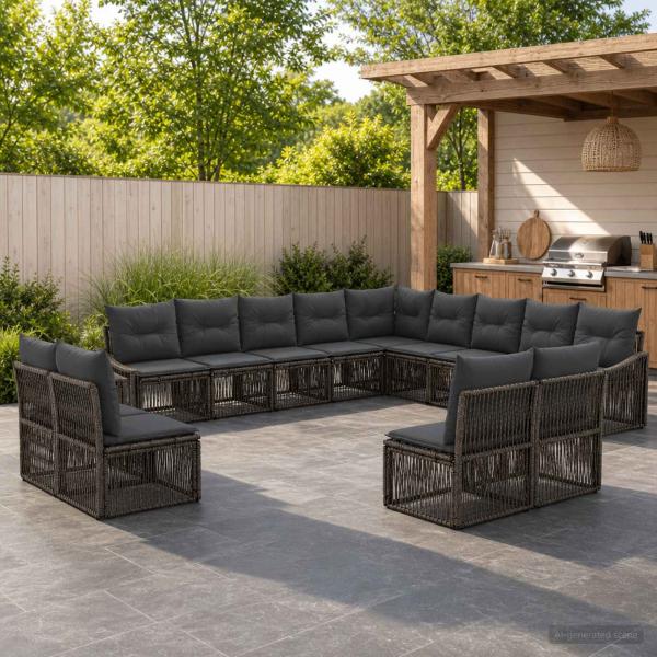 ARDEBO.de - Gartensofa-set 13 stk. Grau Poly-Rattan