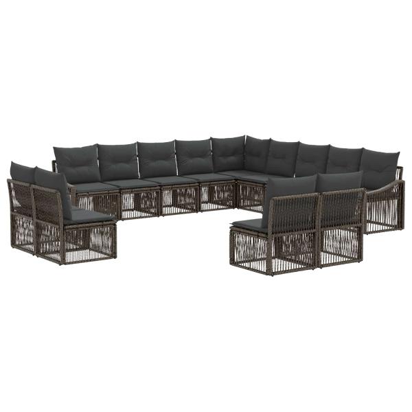 Gartensofa-set 13 stk. Grau Poly-Rattan