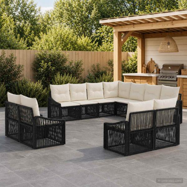 ARDEBO.de - Gartensofa-set 11 stk. Schwarz Poly-Rattan
