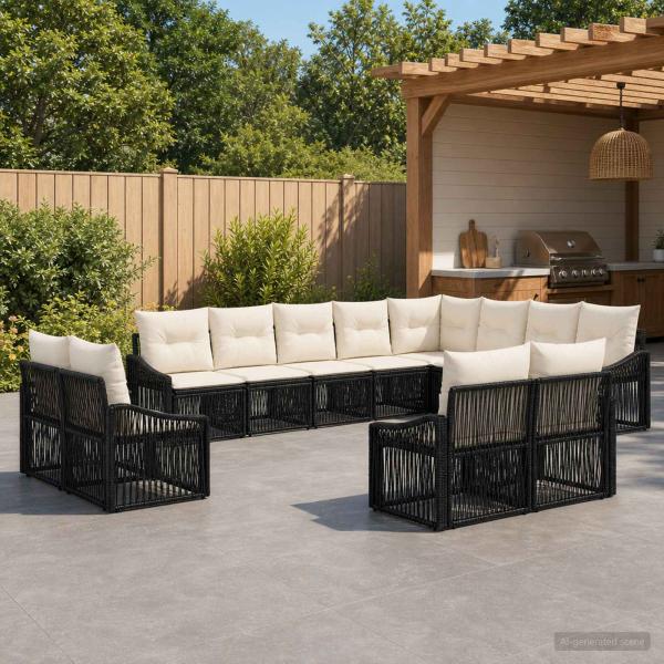 ARDEBO.de - Gartensofa-set 12 Stk. Schwarz Poly-Rattan