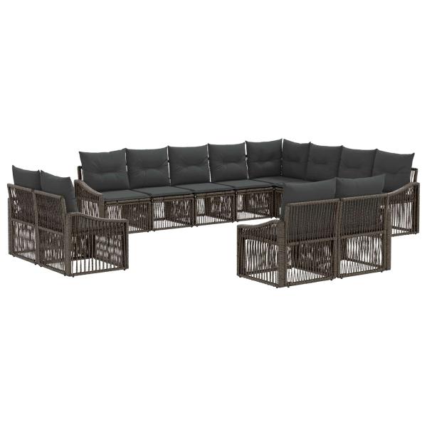 Gartensofa-set 12 stk. Grau Poly-Rattan