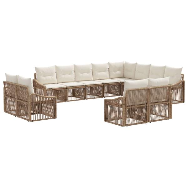 Gartensofa-set 12 Stk. Beige Poly-Rattan