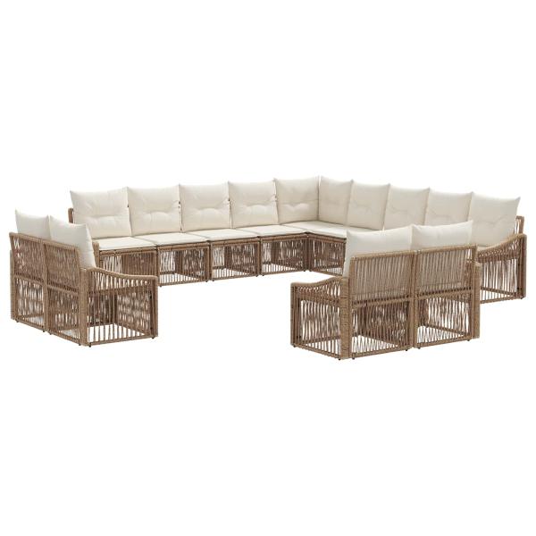 Gartensofa-set 13 Stk. Beige Poly-Rattan
