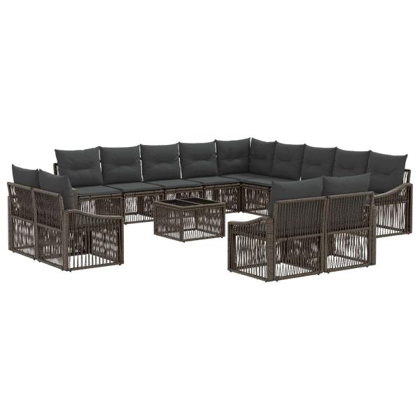 Gartensofa-set 14 stk. Grau Poly-Rattan